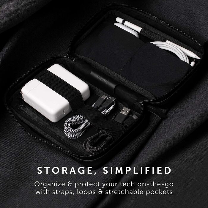 Native Union Stow Organizer - Lightweight travel bag made from durable canvas, stores cables, chargers and more (Indigo)
