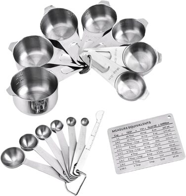 Mikinona 15St Measuring Spoon Conversion Chart Portable Rice Spoon Measuring Cup Baking Mini Shovel Measuring Cup Set Measuring Cups Set Kitchenware Multipurpose Shovel Stainless Steel Silver