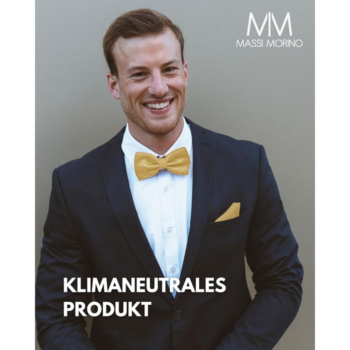 Массі Моріно: Комплект краватка-метелик та нагрудна хустинка для чоловіків - краватка-метелик на весілля, регульована, кольору шампань