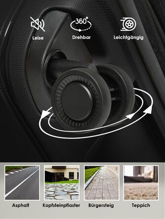 Набір валіз REDOLZ 3 шт. з розширенням | Чорний | З TSA-замком та подвійними колесами | З легкого поліпропілену