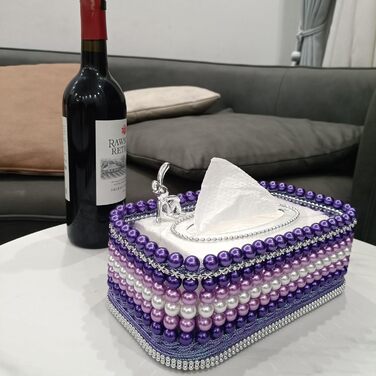 Makeup Tissue Box, Cosmetic Tissue Box, Standard Fashion Tissue Box, Cosmetic Tissue Box, Facial Tissue Dispenser, Cosmetic Tissues Tissue Box for Dining Room Bedroom Office (Purple)