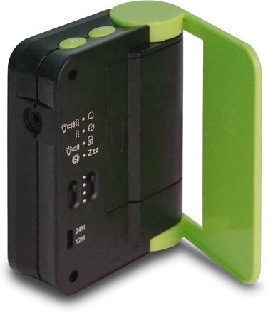Humantechnik Travel Alarm Clock, Vibrating Alarm Clock for the Hard of Hearing. In green & magenta