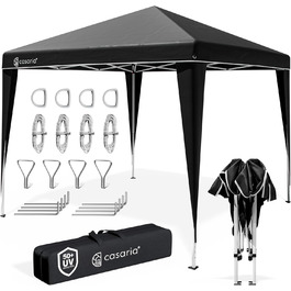CASARIA® Capri Pavilion 3x3m Pop-Up UV Protection 50+ Waterproof Winter-Proof with Bag Foldable Stable Camping Garden Pop-Up Pavilion Party Tent (Black)