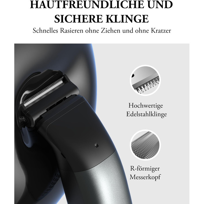 Мультитриммер для тіла чоловічий 2-в-1: тіло, обличчя, інтимна зона. Вологостійкий, USB-C. З насадками.