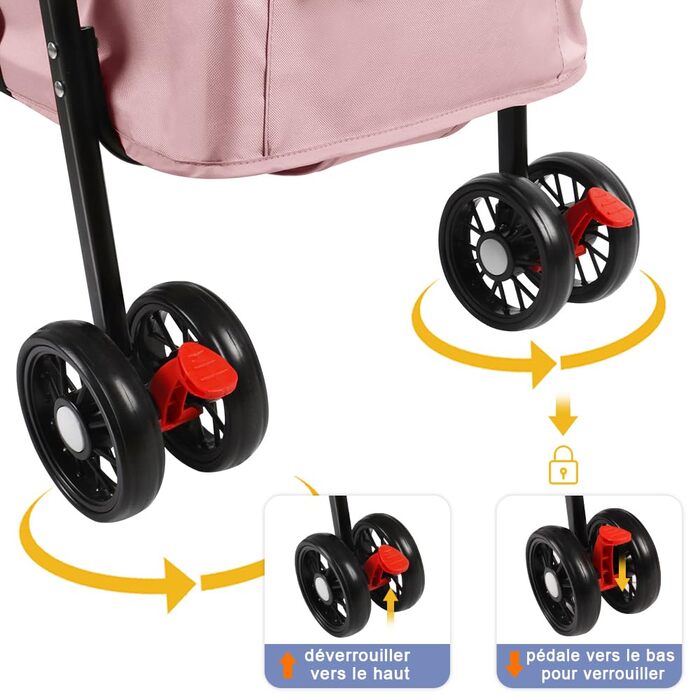 Візок для собак та котів OHMG, складний, до 20 кг, з гальмами, XXL-кошик, 3 вікна, тримач для напоїв, 50 x 70 x 95 см