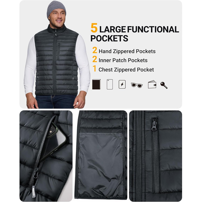 Чоловіча степкова жилетка Outdoor Ventures - Dark Grau, XXL | Легка, для спорту, туризму, гольфу