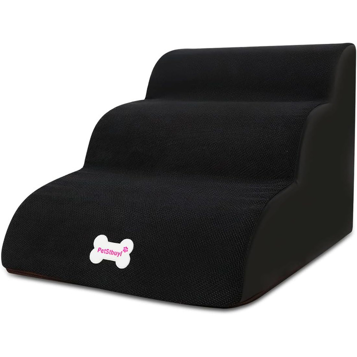 Сходинки для домашніх тварин Galatée знімні, чорного кольору, 3 ступені, знімний чохол на блискавці, губка високої щільності