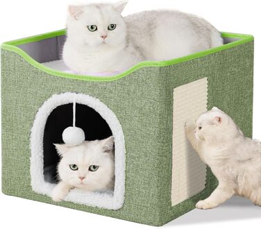 Кітняча хатинка FURRYPAWS - затишний будиночок для котів, підходить для дому та вулиці, ідеальний як котячий дім, стійка конструкція, для котів та кошенят (2-ярусний)