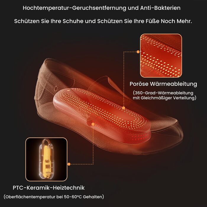 Електричний сушильник для взуття з висувною конструкцією (EU-штекер) - з антибактеріальною функцією, таймером 12/8/4 год, для футбольних чобіт/черевиків (спорт, відпочинок, дім)