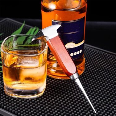 1 x 17 cm ice pick for bar, stainless steel and wood, Japanese style, ice pick, ice pick for freezer, kitchen, picnic, camping (U77-1)
