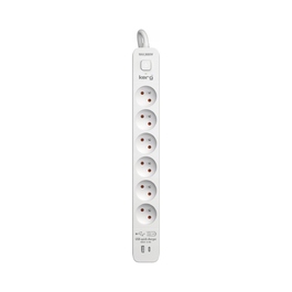 Мережевий фільтр KERG M02601: 6 розеток, 1.5 м, 16 А, USB-C та USB-A