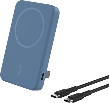 Belkin BoostCharge Pro Powerbank 10000mAh з Qi2 та MagSafe, з вбудованим підсвітником, для iPhone 17, iPhone Air, iPhone 16, 15, 14, Pixel та інших – (5K, Blue)