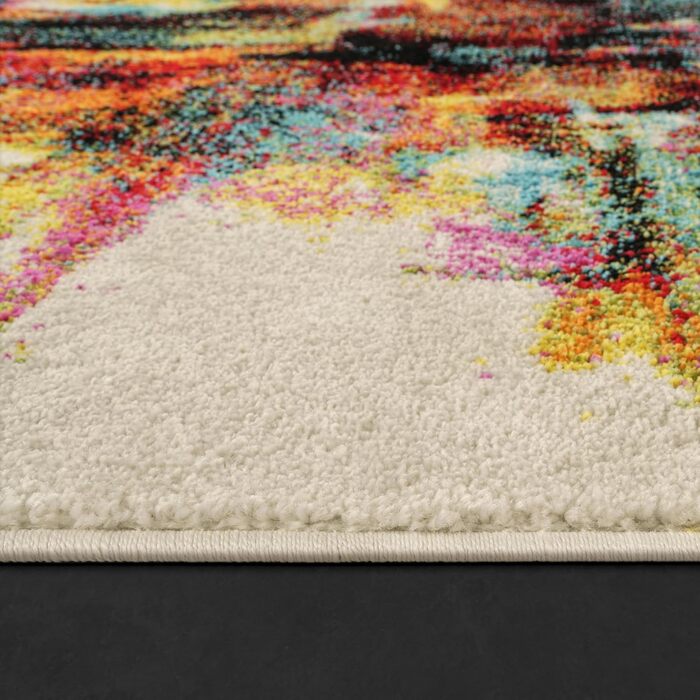 Paco Home Rug Living Room Bedroom Teen Room Short Pile Modern Vintage Abstract Patterns, Size: 240x330 cm, Color: Yellow-White 240 x 330 cm (Rectangular) Yellow-white