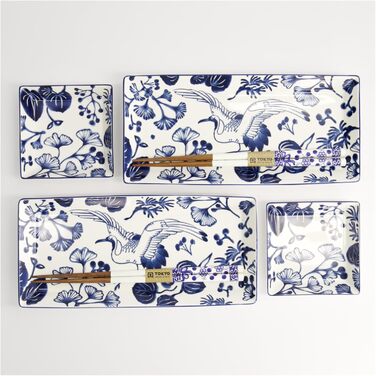 Набір для суші Flora Japonica Tokyo Design Studio (6 предметів) - блакитно-білий, порцеляна, японський дизайн, з подарунковою упаковкою