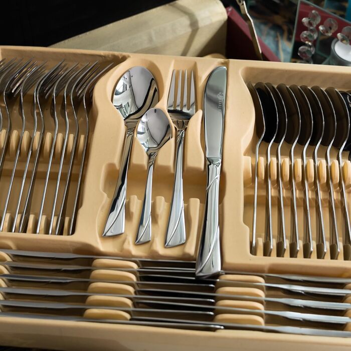Karl Hausmann 72-Piece Stainless Steel Cutlery Set for 12 People - Dishwasher Safe Silverware Set with Case