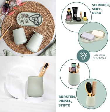 Набір аксесуарів для ванної кімнати Eluno TESERO (3 шт.) з Soft-Touch, пластик, салатний колір