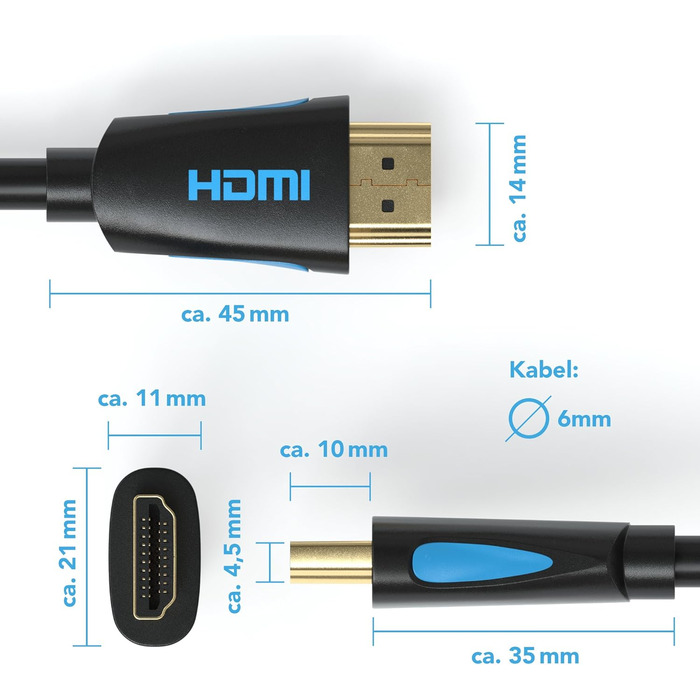 HDMI кабель JAMEGA 2.0 білий Ultra HD 4K@60Hz High-Speed Ethernet HDR ARC 3D 18Gbps, сумісний з PS5, PS4, PS3, XBOX Series S, Blu-Ray, DVD, саундбар, монітор (4м, чорний)