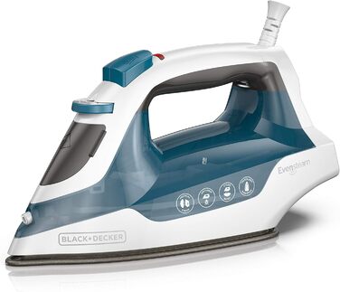Праска з парою Black+Decker IR06VC: компактна, EvenSteam, антипригарна підошва, блакитно-біла