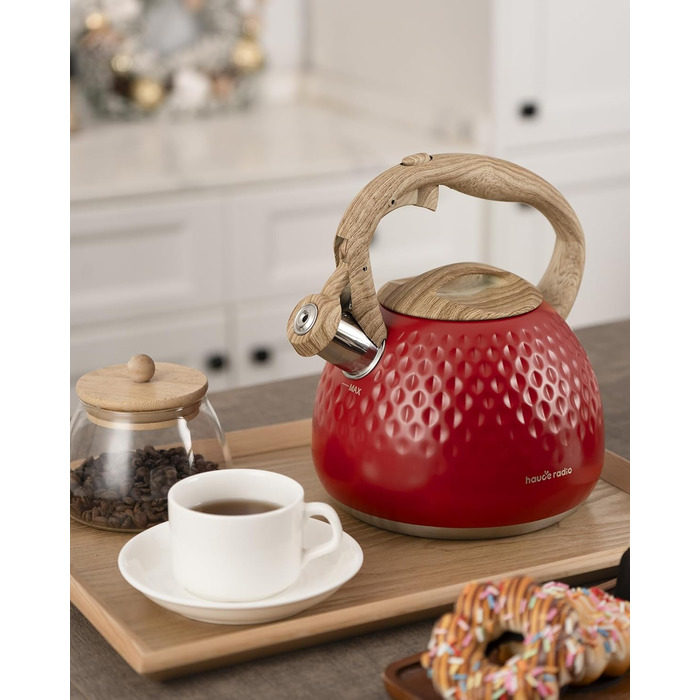 Чайник для заварювання Teekessel 2,7 л з емальованим покриттям зеленого кольору з імітацією дерева, з носиком, з нержавіючої сталі, антипригарний, з термостійкою ручкою оливкового кольору (Класичний червоний)
