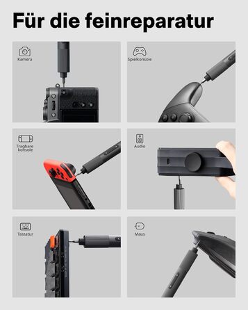 Набір викруток HOTO Feinmechaniker: електричний, магнітний, прецизійний. Для ремонту годинників, окулярів, телефонів, ПК. 170 об/хв, C4 × 28 мм