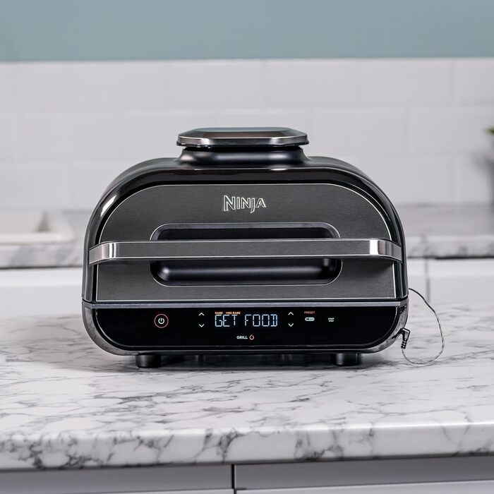 Ninja Foodi MAX Grill & Air Fryer, 5.7L Air Fryer with Digital Temperature Probe, Dishwasher-Safe Parts, 6-in-1, Gray/Silver AG551EU MAX Grill & Air Fryer 5.7L Gray/Silver