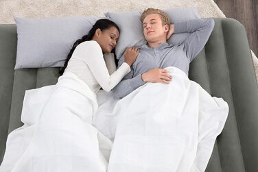 Надувний матрац Bestway TriTech Connect and Rest 3-в-1 | Міцний матеріал | Регульовані пряжки | 2 матраци в комплекті | Сірий колір | 188 x 99 x 25 см