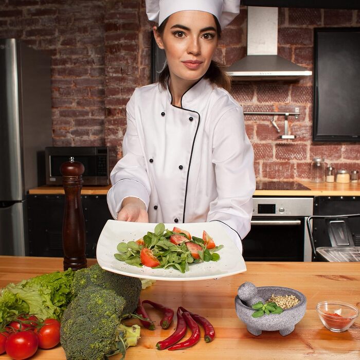 Гранітний ступка з товкачиком Relaxdays, сірий, 9x20 см - для спецій та трав