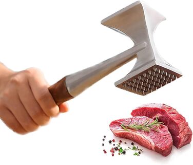 Fleischklopfer FlotRute: М'ясорубка, молоток для м'яса, 26 см, з дерев'яною ручкою, нержавіюча сталь