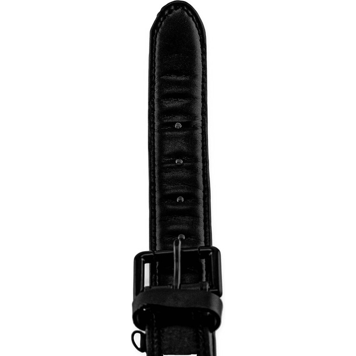 Нашийник для собак Brute Strength з натуральної шкіри, чорний, чорні шви, розмір L (46-53 см)