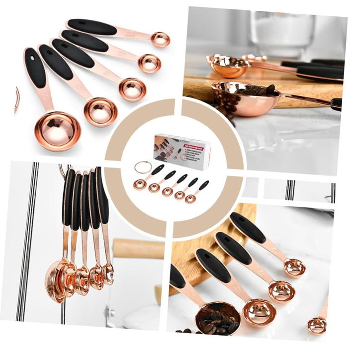Cieeo Measuring Spoon Set in Rose Gold Kitchen/Baking Utensils Stainless Steel Spoons for Dry and Liquid Ingredients, Home Use, Spoons with Engraved Handle, Stackable Storage
