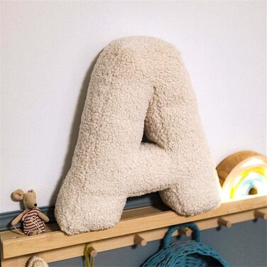 Throw Pillow with Arabic Numerals, Alphabet Letters, Cute Plush - Decorative Pillow for Bedroom, Sofa, Bed, Floor, Car, Living Room (L)