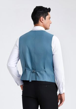 Жіночий елегантний костюмний жилет HISDERN для весілля, класичний однотонний, діловий, смокінг з кишенями (сталево-блакитний, XXL)