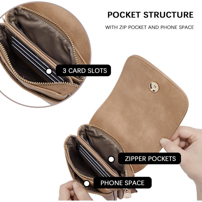 Сумка-клатч BOSTANTEN Klein через плече з PU шкіри для жінок, сіра (A-09-braun) - гаманець та сумка 2 в 1