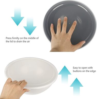 BoxedHome Gray Mixing Bowls Set with Lids, Reusable Mixing Bowl, 12-Pack Mixing Bowl, Plastic Salad Bowl Non-Slip Stackable Serving Bowls for Kitchen (6 Bowls and 6 Lids)