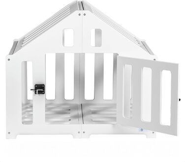 Будка для собак з дерева, клітка для собак із замком, вольєр для тварин, собачий вольєр, собача будка, переноска для домашніх тварин, чорна (74 x 53 x 64 см), білий колір