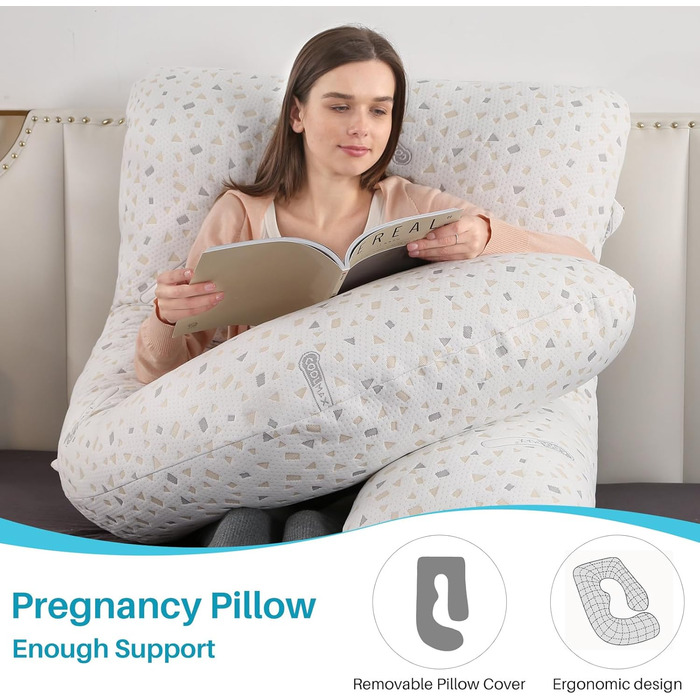 Подушка для вагітних GKXLH – J-подібна подушка для підтримки спини, живота та стегон (сіра з крапками)