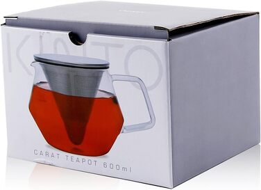 Kinto Unitea One Touch Teapot made of stainless steel, heat-resistant glass teapot with stainless steel infuser in the lid (Japan Import) (850ml, Silver)