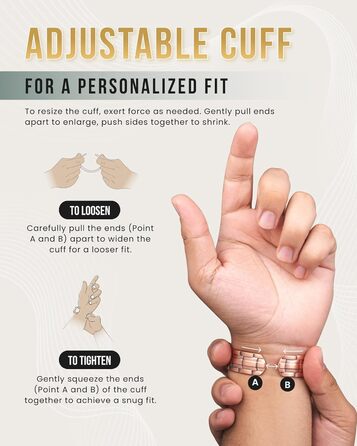 Браслет на руку чоловічий MagnetRX® з чистої міді – Мідний браслет для чоловіків для магнітної терапії – Ідеально при артриті та синдромі карпального тунелю – З інструментом для регулювання довжини (з клеймом, мідний манжет)