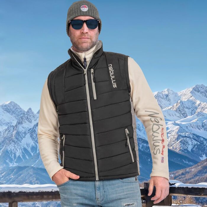 Чоловіча жилетка Nebulus REVIVAL, тепла жилетка з довгим замком-блискавкою, чорний/димно-сірий, XL