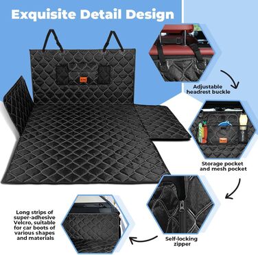 Захисна ковдра для собак у багажник авто KYG, 185x105 см, чорна, водовідштовхувальна, антиковзаюча