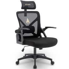 Ергономічне крісло для офісу Symino: регульована спинка, підголівник, підлокітники, 150 кг, чорний