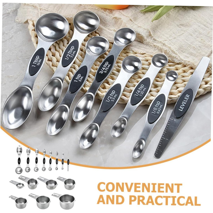 Cabilock 1 Set Measuring Cups Measuring Spoons Set Label Dispenser Teaspoons Instant Kettle Stainless Steel Measuring Cups Adjustable Measuring Spoon Drink Cookie Jar Baking Moulds Stainless Steel