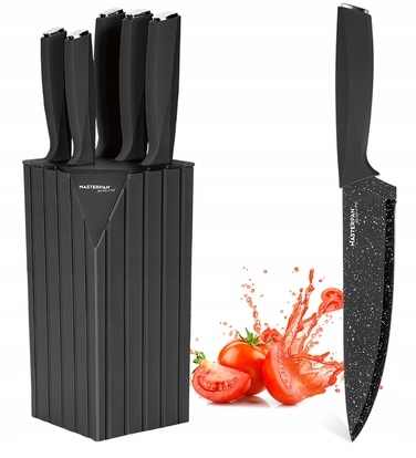 Набір кухонних ножів у підставці Masterpan PREMIUM, мармуровий дизайн, 5 предметів
