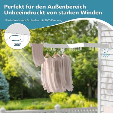 Настінна сушарка для білизни JAUREE: розкладна, трисекційна, з 18 гачками, для дому та вулиці, біла