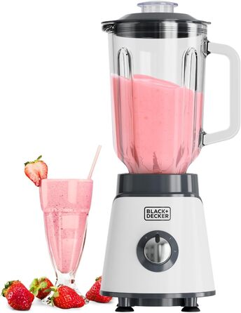 Black+Decker 2200W Stand Mixer with Glass Bowl - 2.2L, 8 Speeds, 6 Stainless Steel Blades, Ice Crush & Smoothie Function, LED Display, Safety System