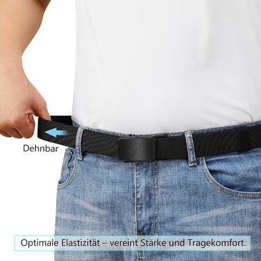 Еластичний пряжучий пояс LionVII з автоматичною пряжкою, робочий пояс для чоловіків, обхват талії 75-125 см (28-49'), чорний