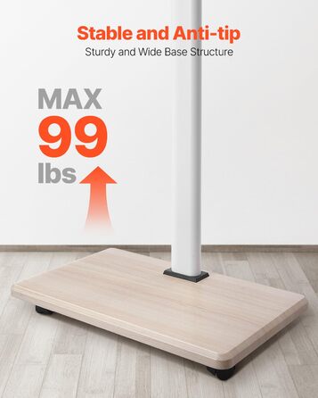 Підставка для телевізора VEVOR на колесах, телевізійна візок для телевізорів 81-178 см (812,8-1778 мм), до 45 кг, поворот 25° вліво/вправо, регульована по висоті, з полицею для кута спальні/вітальні (макс. 600 x 400 мм)