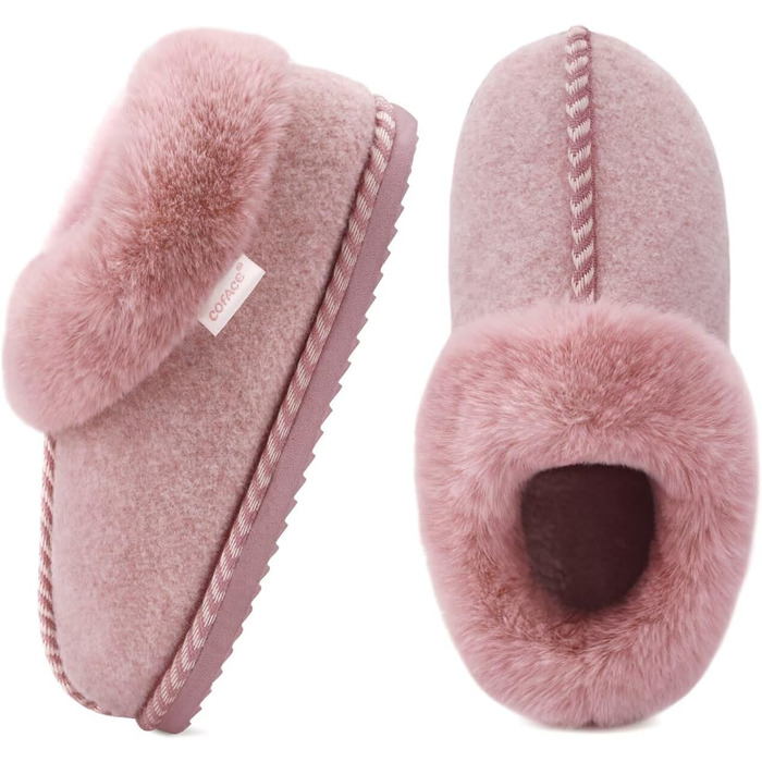 Домашні тапочки COFACE для жінок, зручні, з піною Memory Foam, з фетру, зимові, розмір 36-43 (рожеві, 41 EU)