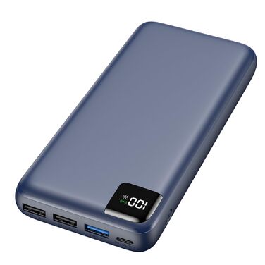Power Bank A ADDTOP 20000mAh 22.5W USB-C: Зовнішній акумулятор для телефону, портативний зарядний пристрій з 4 портами (Синій)