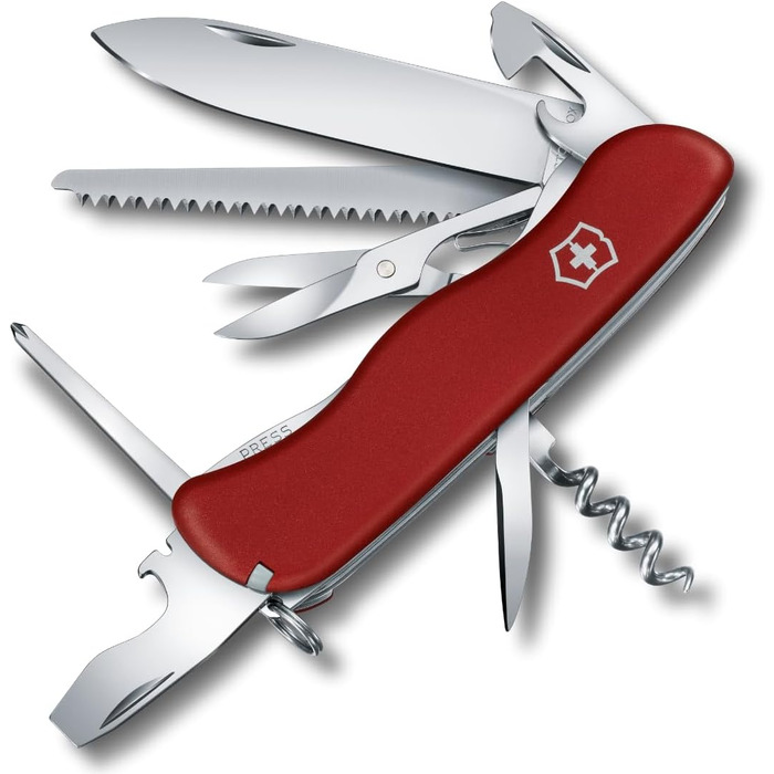 Мультитул Victorinox Outrider: Швейцарський ніж, 14 функцій, фіксаційне лезо, викрутка (червоний)